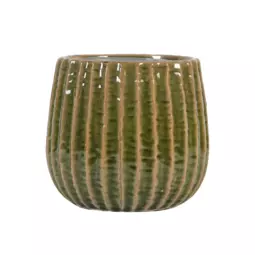 Cache-pot en céramique émaillée HOLLY Ø 23 cm - 8,72 L - Vert Mousse