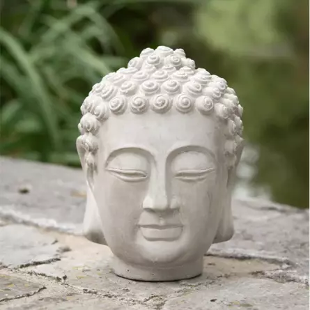 Tête de Bouddha en ciment H. 21,5 cm - Gris