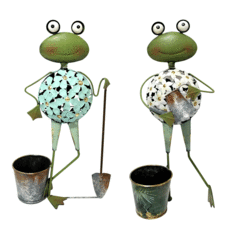 Figurine grenouille décorative en métal H. 40 cm