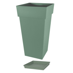 Pot Carré TOSCANE XXL 43 cm avec soucoupe - 98 L - Vert Laurier