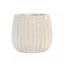 Cache-pot en céramique émaillée HOLLY Ø 23 cm - 8,72 L - Blanc