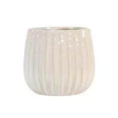 Cache-pot en céramique émaillée HOLLY Ø 19 cm - 4,96 L - Blanc