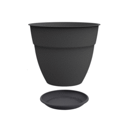 Pot Rond OSAKA Ø 50 cm avec soucoupe – 56,8 L - Gris Anthracite