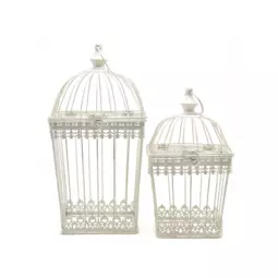 Cages à oiseaux métal décoratives H. 36 cm et H. 46 cm - Blanc