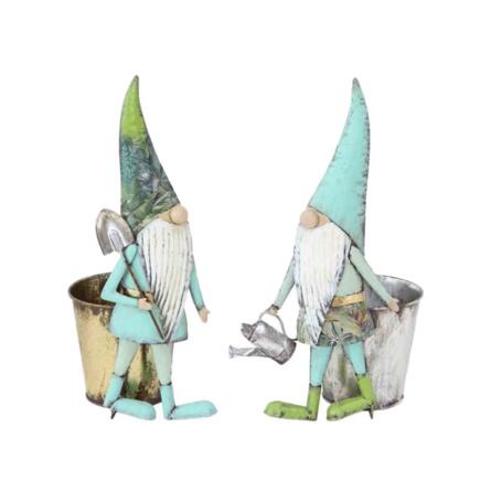 Lot de 2 figurines lutins en métal avec cache-pot H. 36 cm