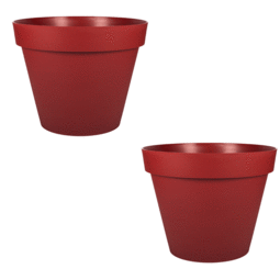 Lot de 2 Pots Ronds TOSCANE Ø 80 cm – 170 L - Rouge Rubis