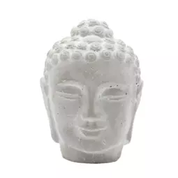 Tête de Bouddha en ciment H. 21,5 cm - Gris