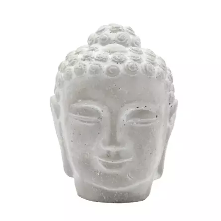 Tête de Bouddha en ciment H. 21,5 cm - Gris