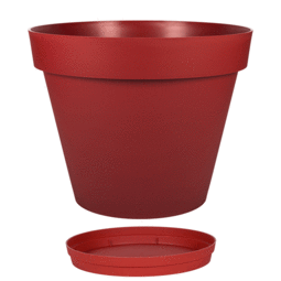 Pot Rond TOSCANE Ø 80 cm avec soucoupe – 170 L - Rouge Rubis